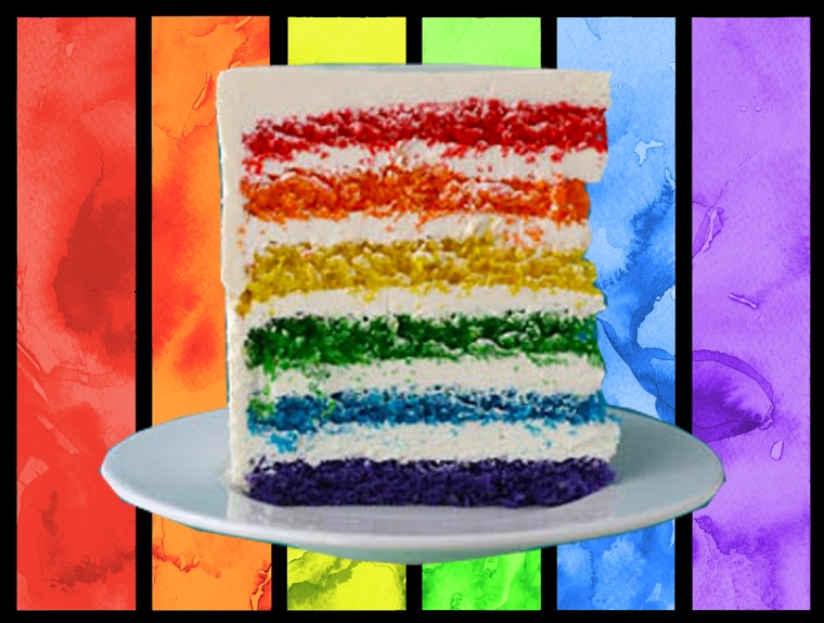 A slice of Rainbow Cake